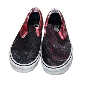 Vans slip on black and multicolored shoes
